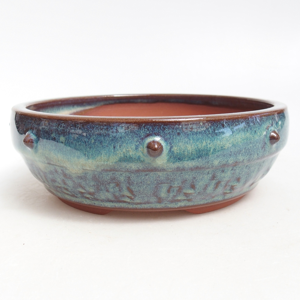 Ceramic bonsai bowl 16 x 16 x 5 cm, colour blue