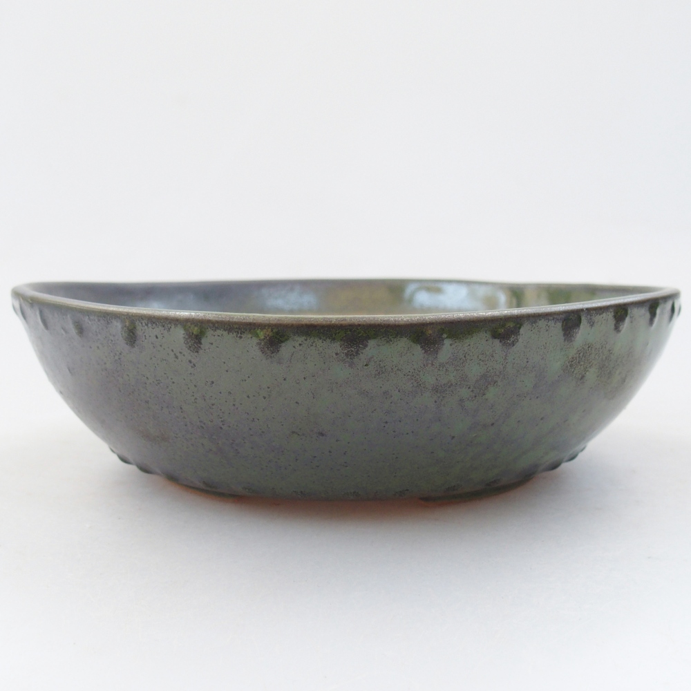 Ceramic bonsai bowl 18 x 18 x 5 cm, green