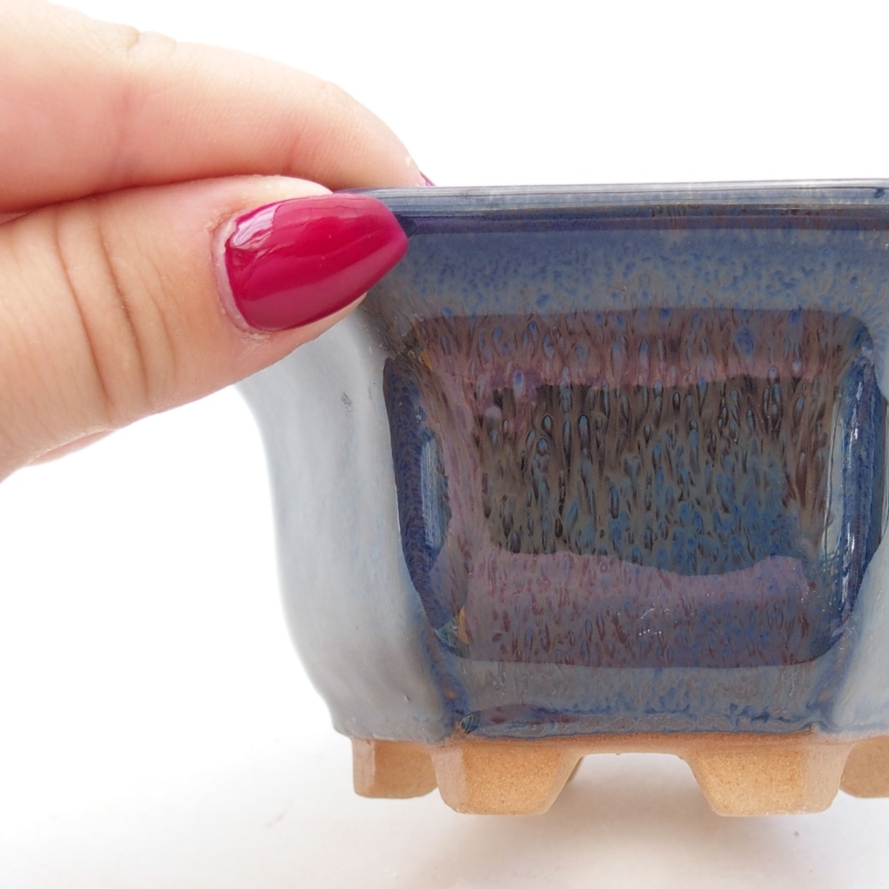 Ceramic bonsai bowl 10,5 x 9,5 x 5,5 cm, color blue