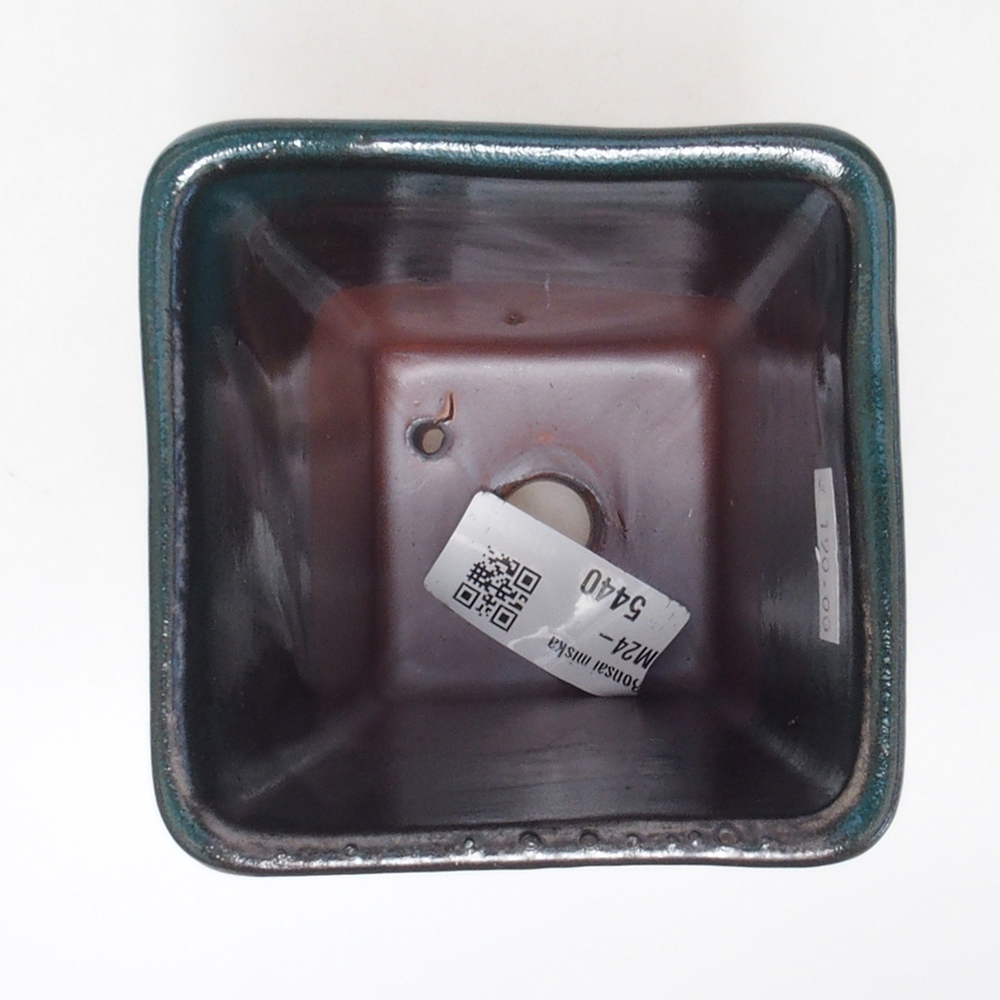 Ceramic bonsai bowl 8,5 x 8,5 x 11 cm, color green
