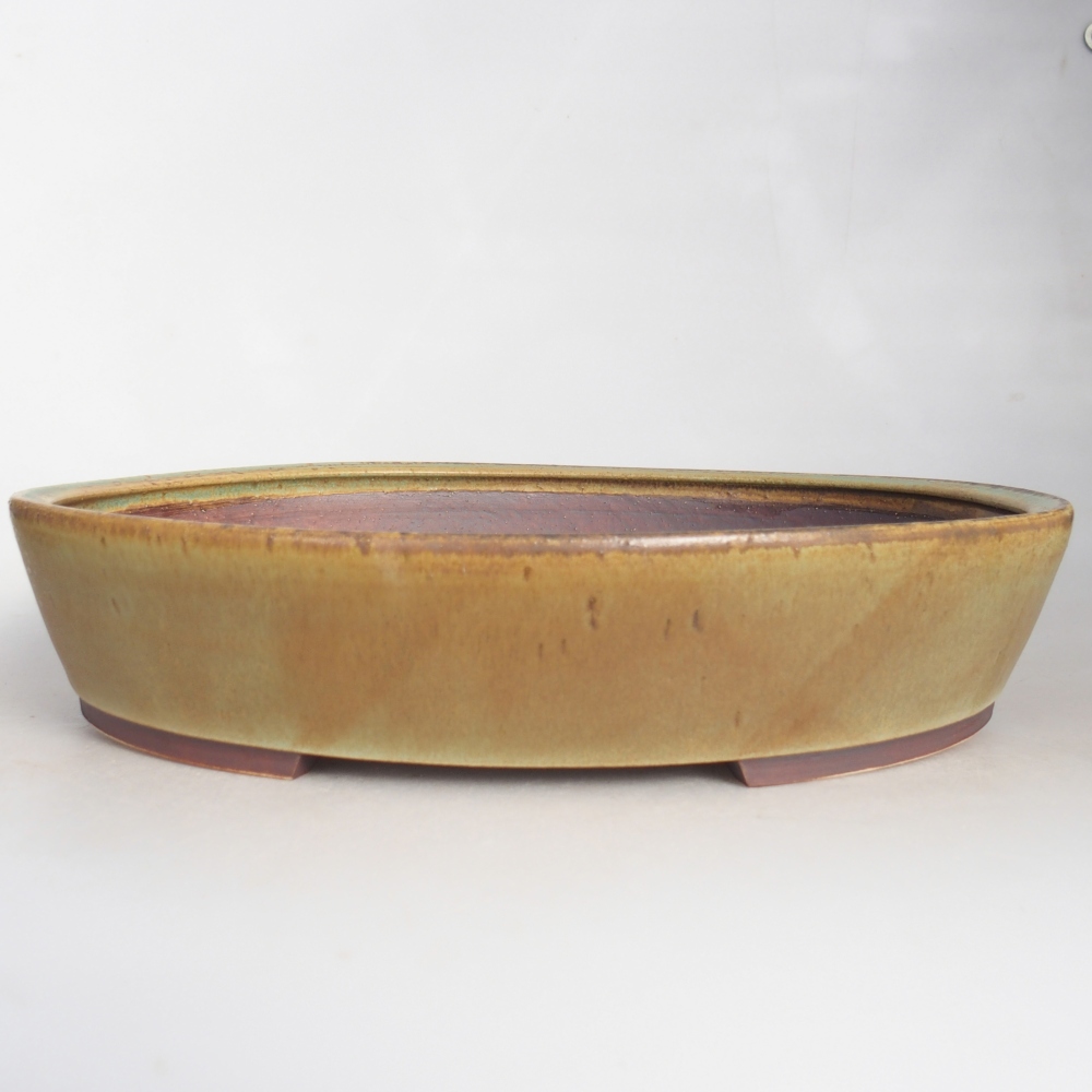 Ceramic bonsai bowl 31,5 x 27,5 x 6,5 cm, green