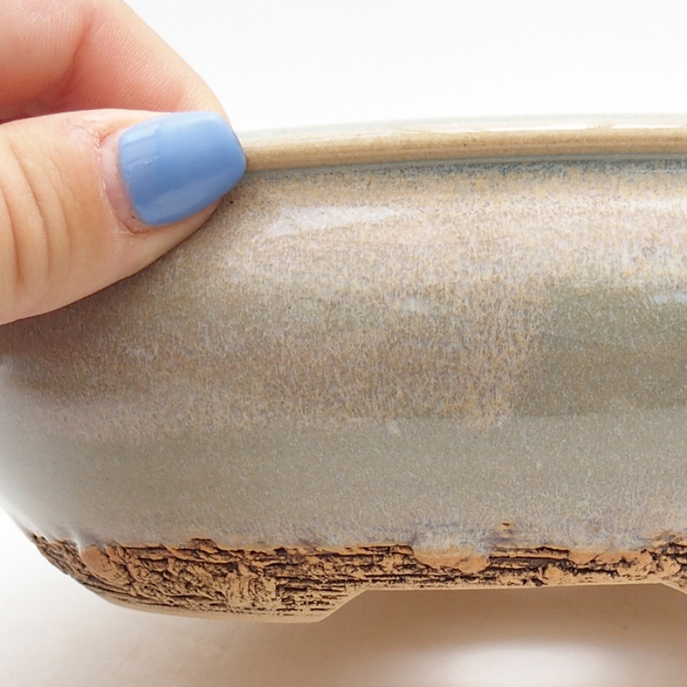Ceramic bonsai pot 17.5 x 17.5 x 6 cm, green