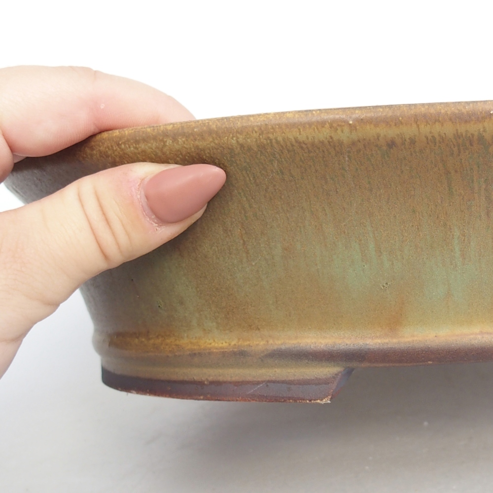 Ceramic bonsai bowl 28 x 25 x 6 cm, green