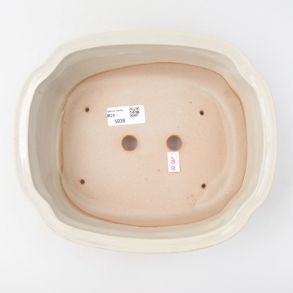 Ceramic bonsai bowl 24,5 x 21 x 7 cm, color beige