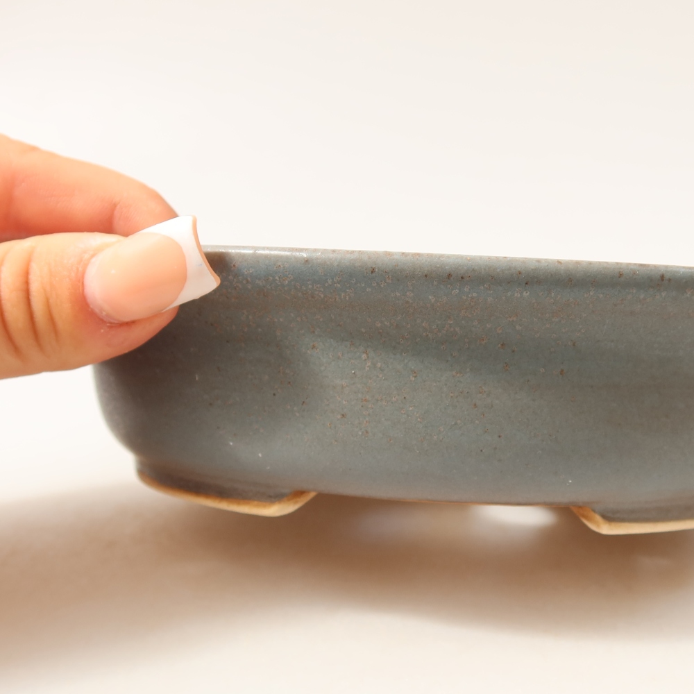Ceramic bonsai pot, 15.5 x 14.5 x 4 cm, blue