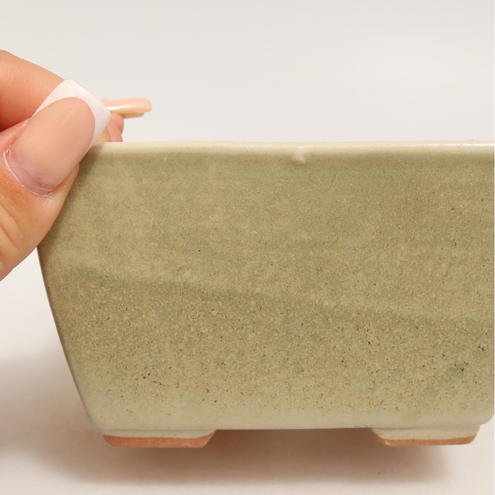 Ceramic bonsai pot, 10.5 x 10.5 x 6.5 cm, green