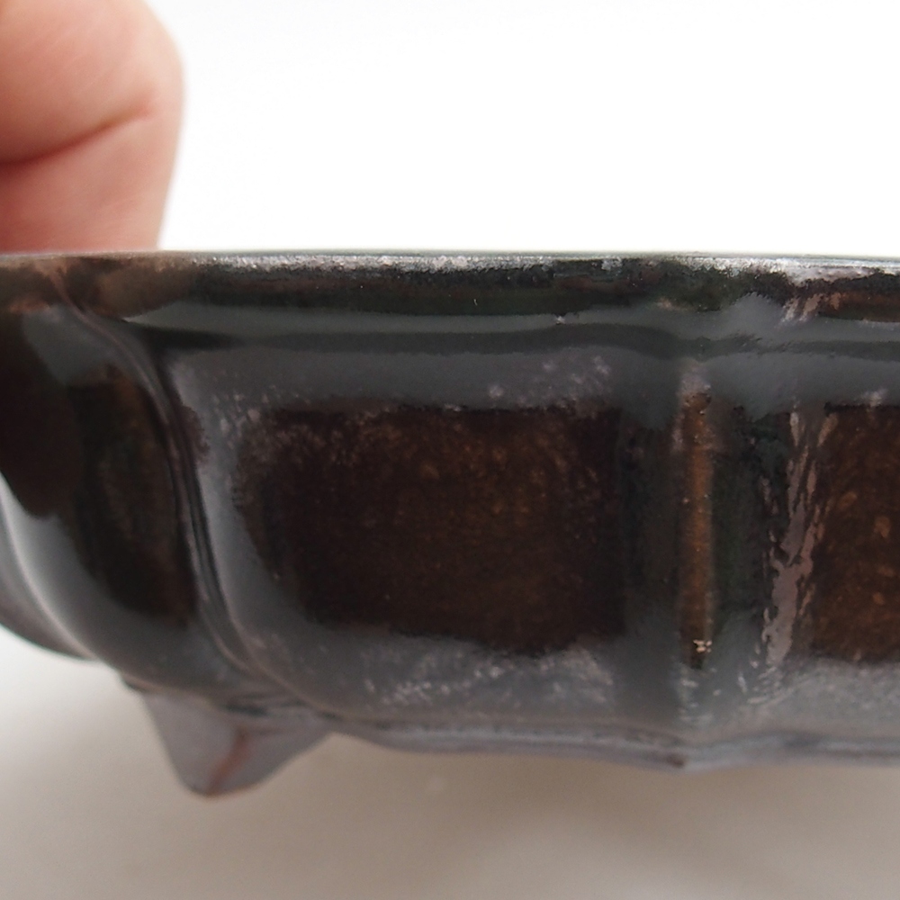 Ceramic bonsai bowl 18 x 18 x 4,5 cm, green