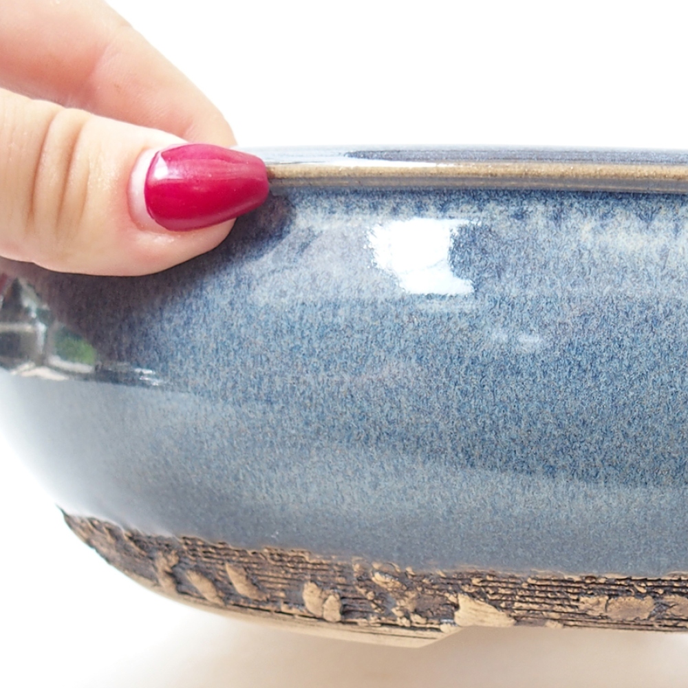Ceramic bonsai bowl 24 x 24 x 6 cm, color blue
