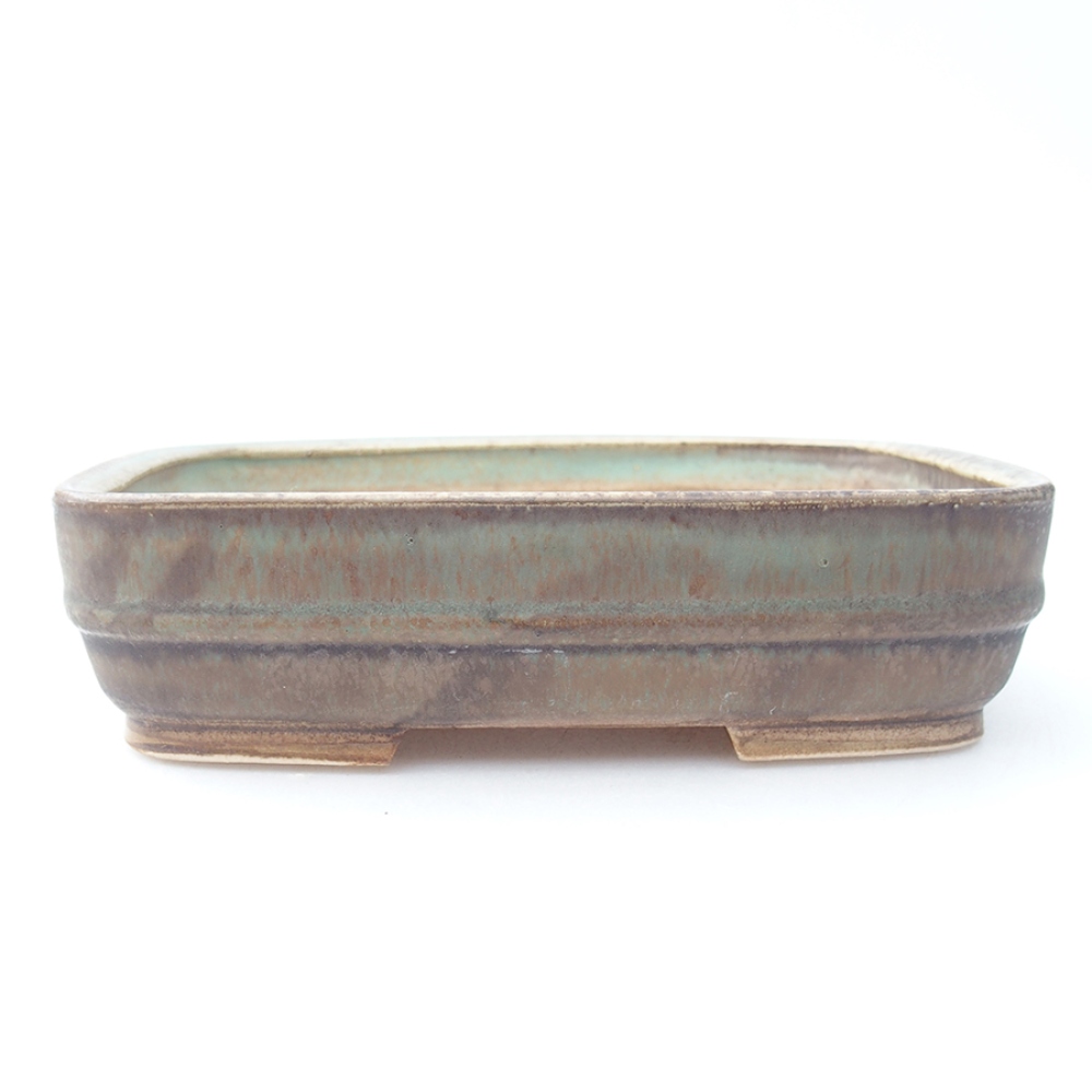 Ceramic bonsai bowl 17,5 x 14 x 4,5 cm, color green