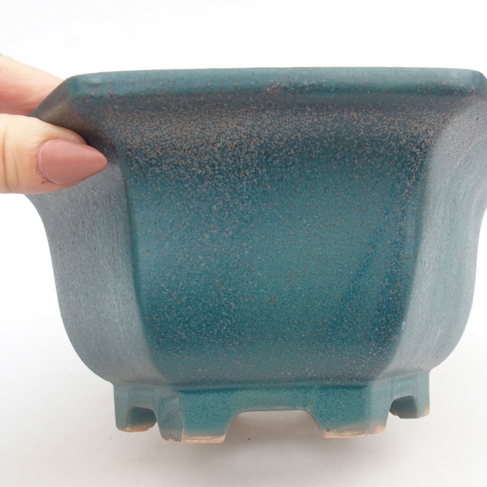 Ceramic bonsai bowl 18,5 x 16,5 x 9 cm, colour blue