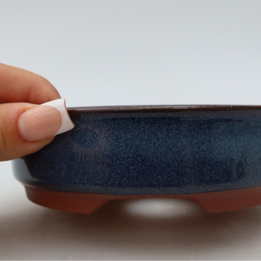 Ceramic bonsai pot, 14 x 14 x 4 cm, blue