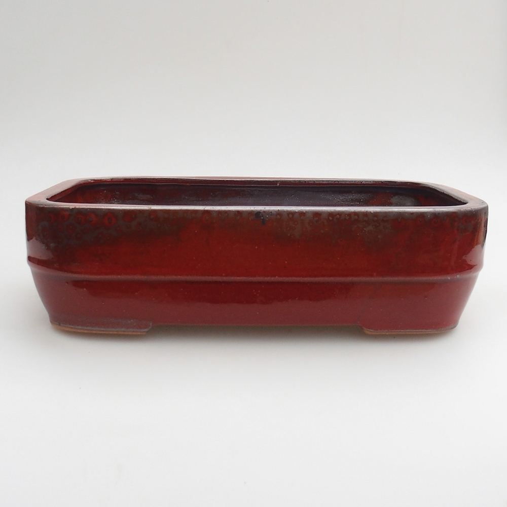 Ceramic bonsai bowl 27,5 x 20 x 7 cm, colour red