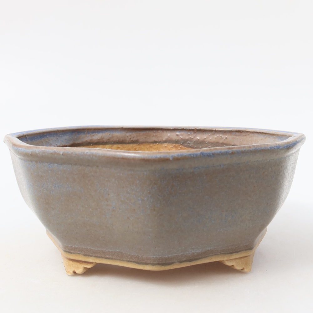 Ceramic bonsai pot, 17 x 16 x 6.5 cm, blue