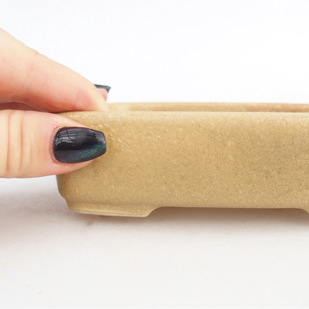 Ceramic bonsai bowl 12,5 x 9,5 x 3,5 cm, colour beige