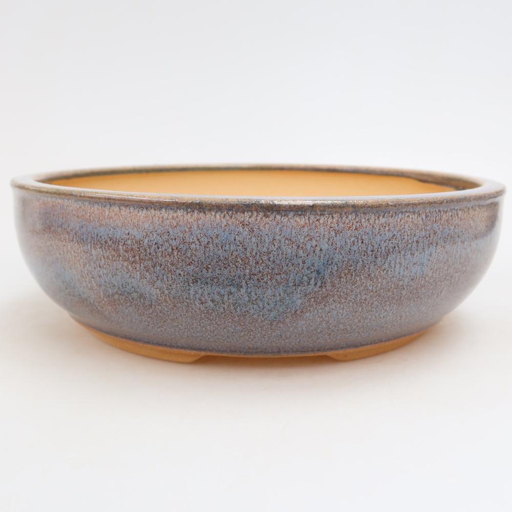 Ceramic bonsai pot, 21.5 x 21.5 x 6.5 cm, blue