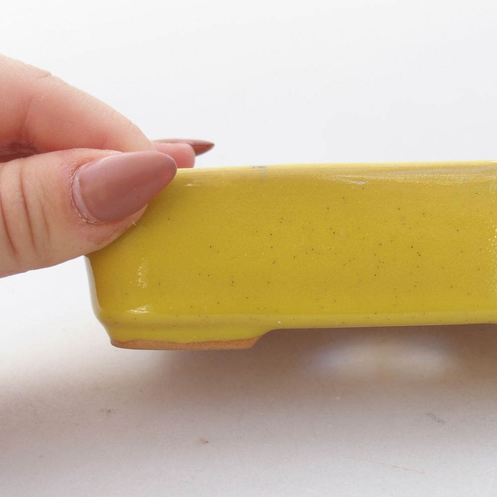 Ceramic bonsai bowl 13 x 9,5 x 3,5 cm, yellow