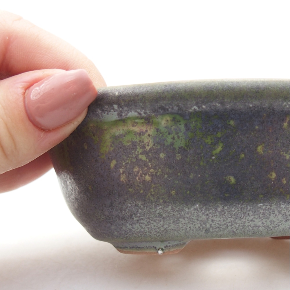 Ceramic bonsai bowl 11 x 8,5 x 4 cm, green