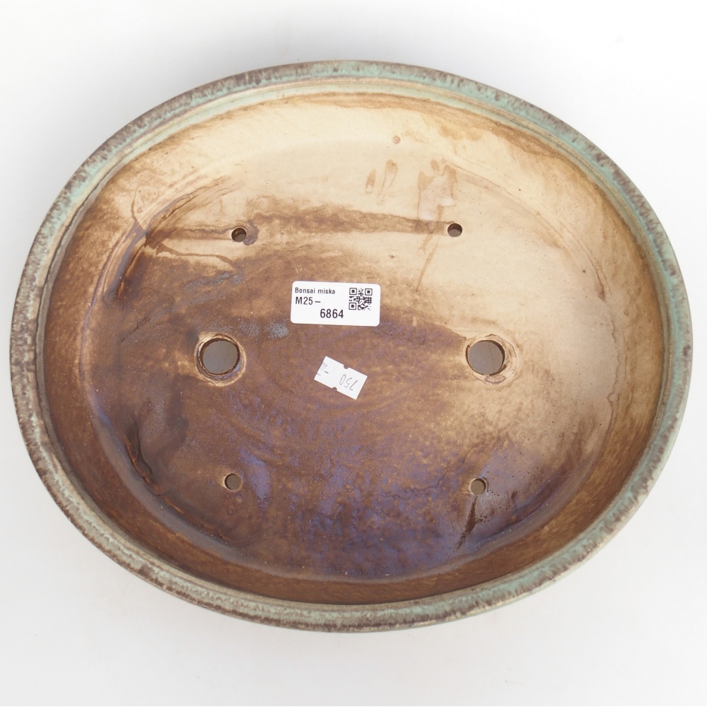 Ceramic bonsai bowl 28 x 24 x 6 cm, green