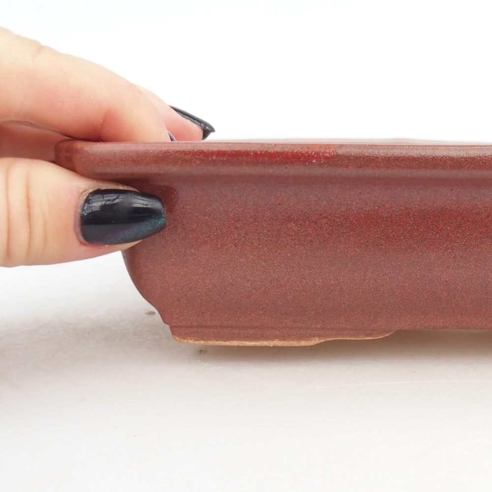 Ceramic bonsai bowl 18 x 13,5 x 4,5 cm, burgundy