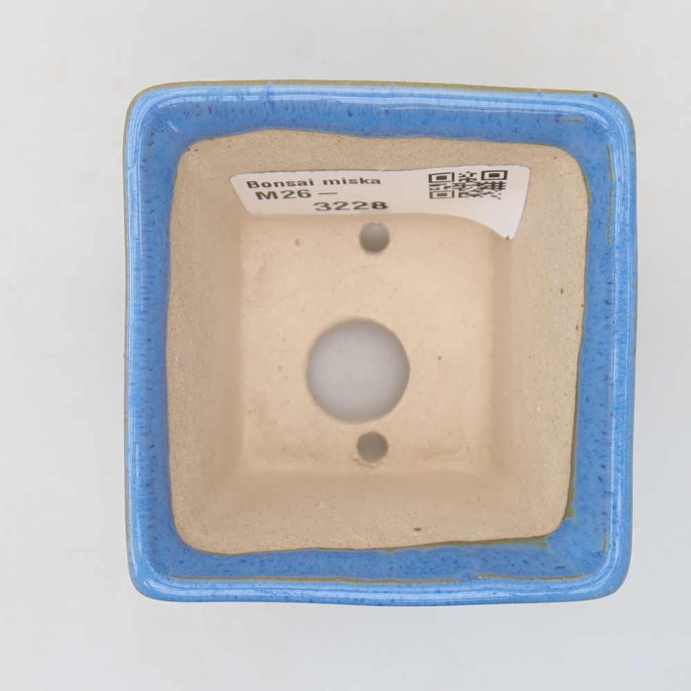 Ceramic bonsai pot, 6.5 x 6.5 x 5 cm, blue