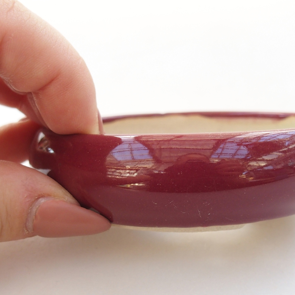 Ceramic bonsai bowl 9 x 9 x 2,5 cm, colour burgundy