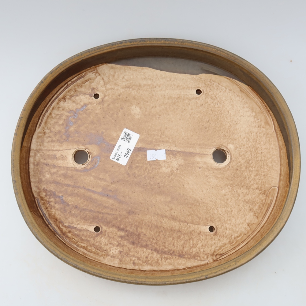 Ceramic bonsai pot, 31 x 27 x 4.5 cm, brown
