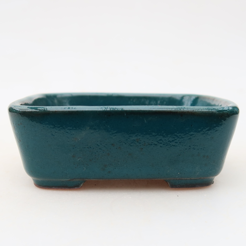 Ceramic bonsai pot, 10 x 8 x 3.5 cm, green