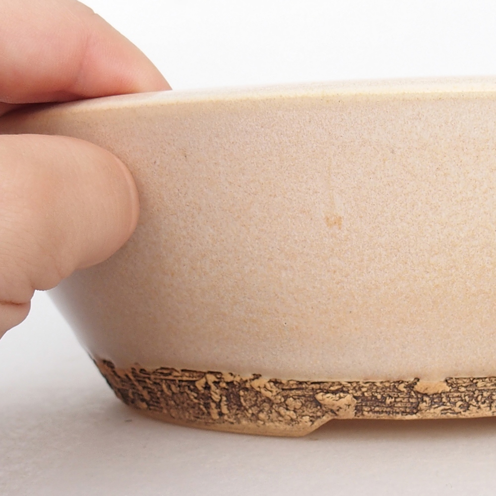 Ceramic bonsai bowl 20,5 x 20,5 x 6 cm, colour beige