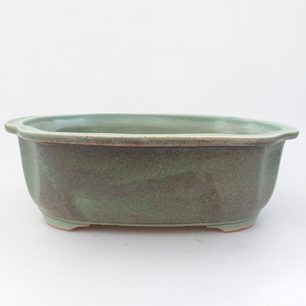 Ceramic bonsai bowl 22 x 18 x 7 cm, green