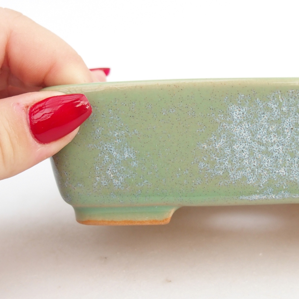 Ceramic bonsai bowl 12,5 x 9,5 x 3,5 cm, green