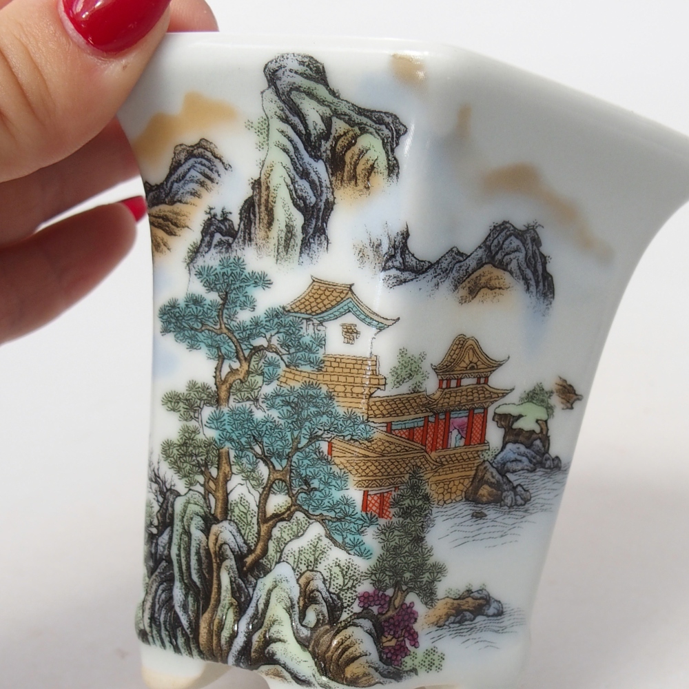 Ceramic bonsai bowl 10 x 9 x 9 cm, colour white