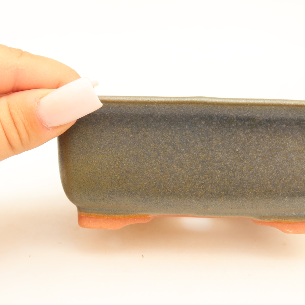 Ceramic bonsai pot, 12 x 10 x 5 cm, green