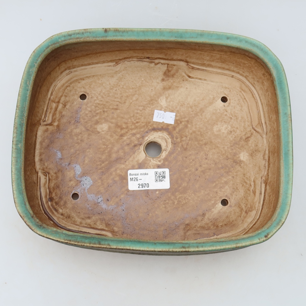 Ceramic bonsai pot, 24.5 x 20.5 x 6.5 cm, green