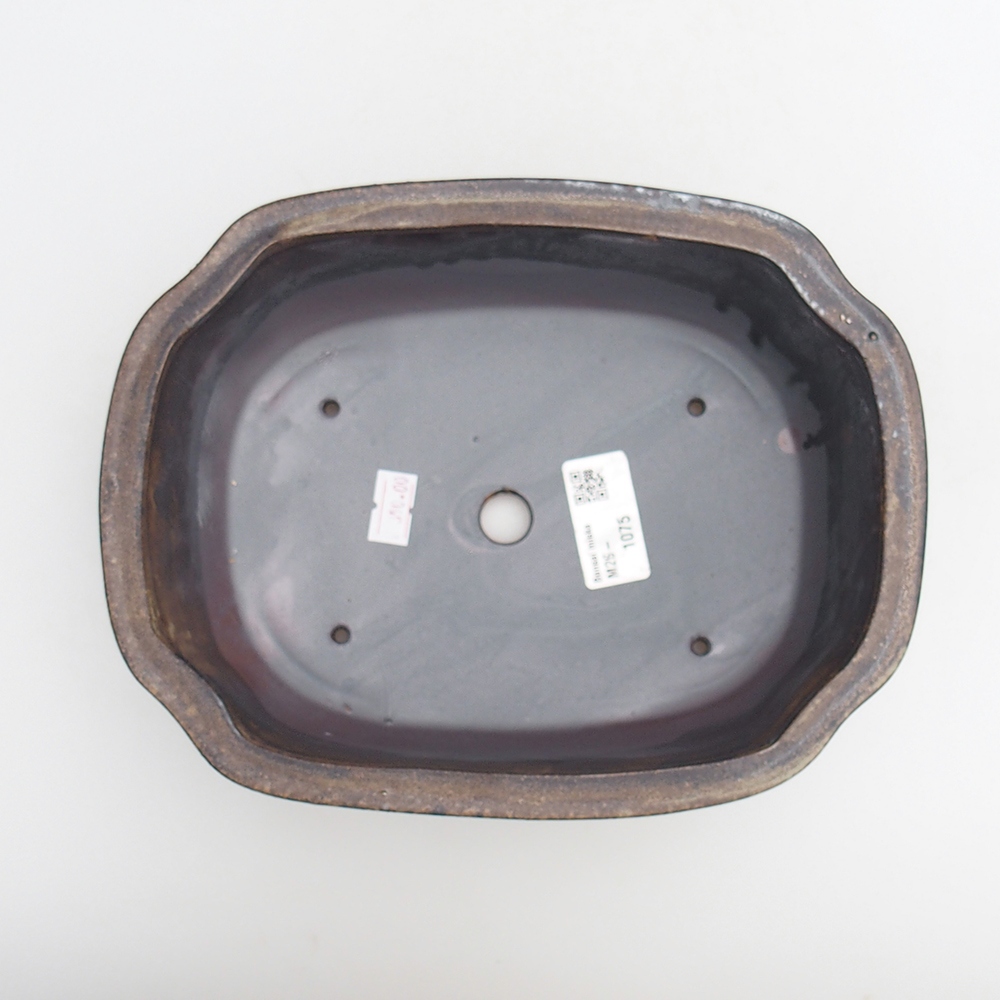 Ceramic bonsai bowl 22 x 16,5 x 7 cm, metal colour