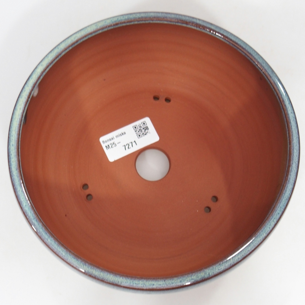 Ceramic bonsai bowl 18 x 18 x 7 cm, blue-green