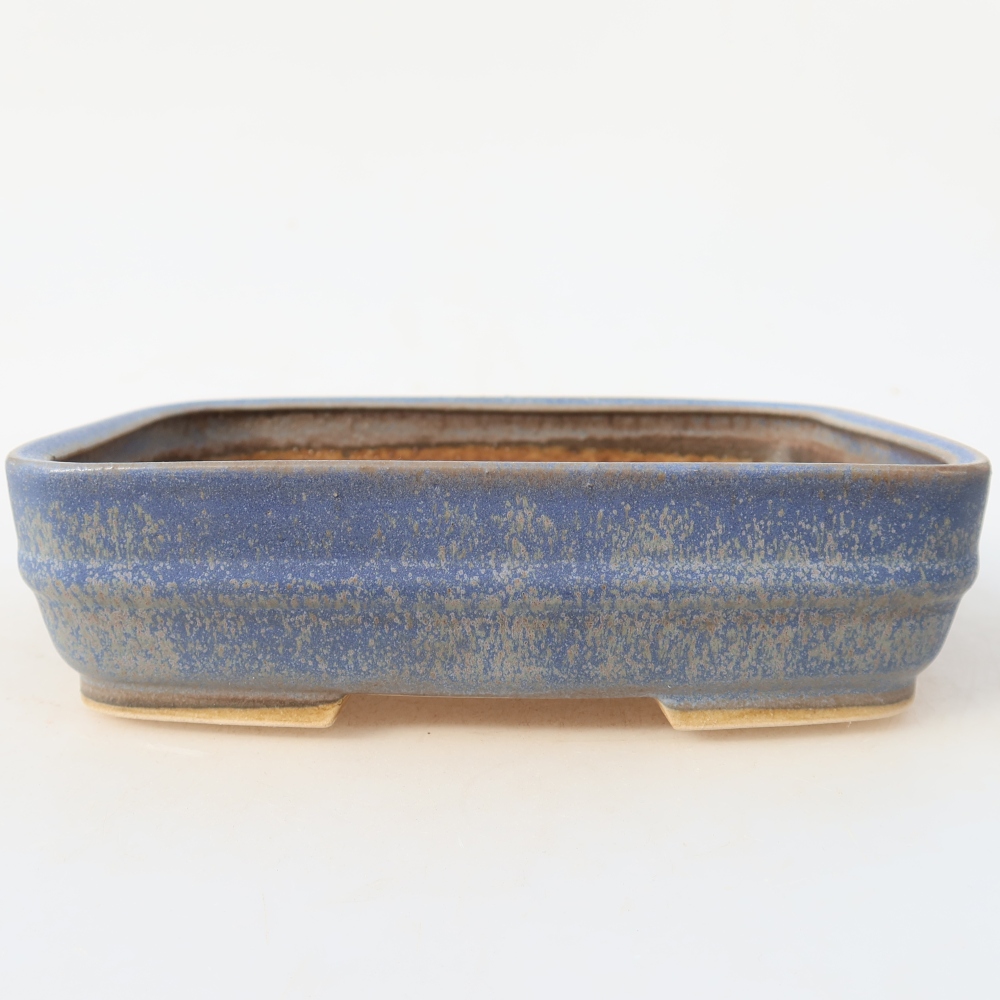 Ceramic bonsai pot, 17 x 13.5 x 4.5 cm, blue