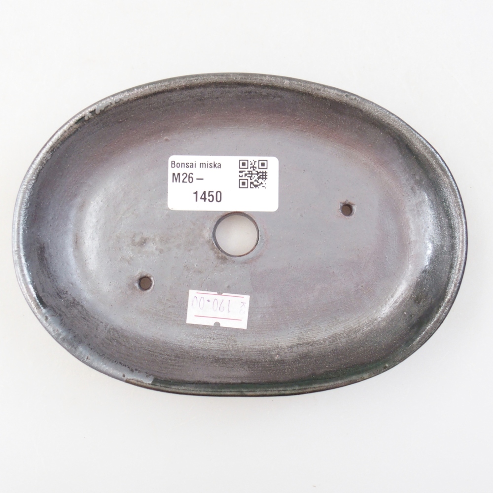 Ceramic bonsai bowl 15,5 x 11 x 2,5 cm, metallic green
