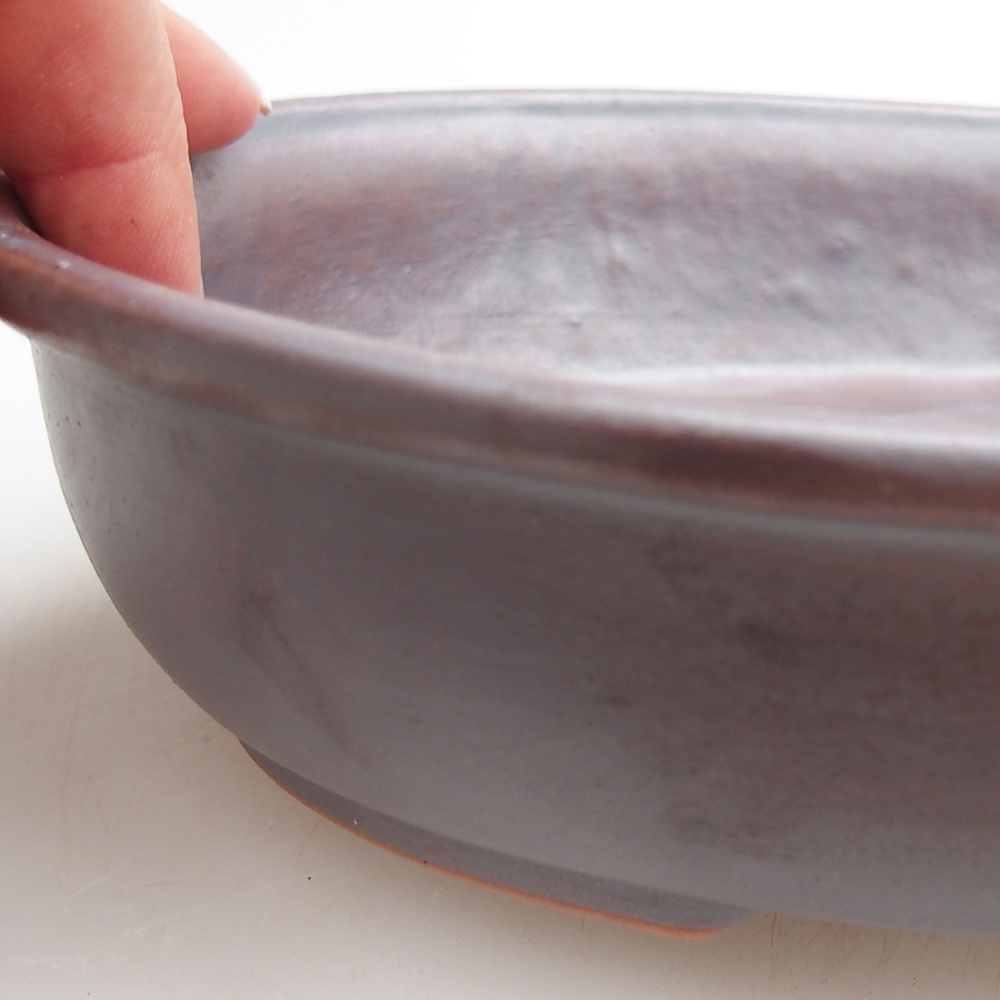 Ceramic bonsai bowl 21,5 x 17 x 5 cm, metal colour