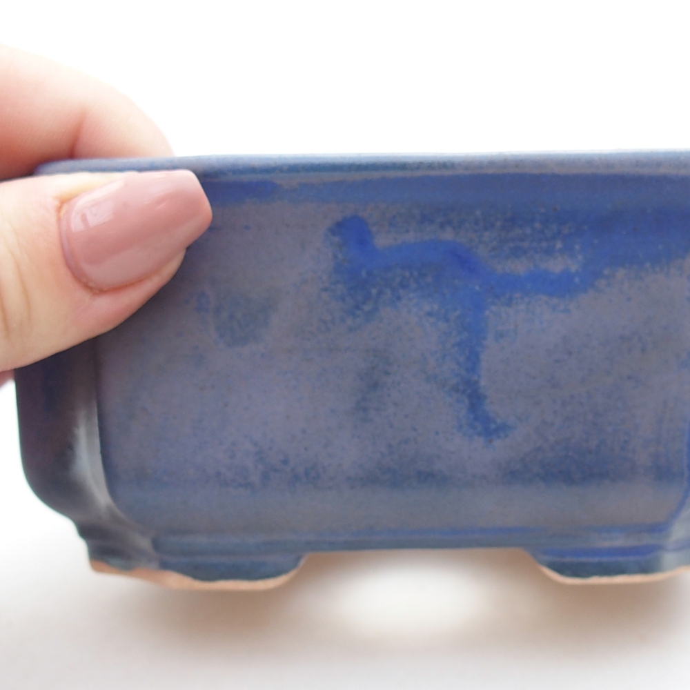 Ceramic bonsai bowl 12 x 9 x 5 cm, colour blue