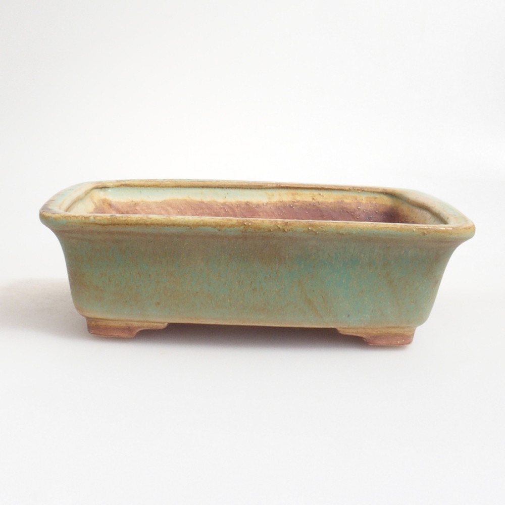 Ceramic bonsai bowl 17,5 x 14 x 5 cm, color green