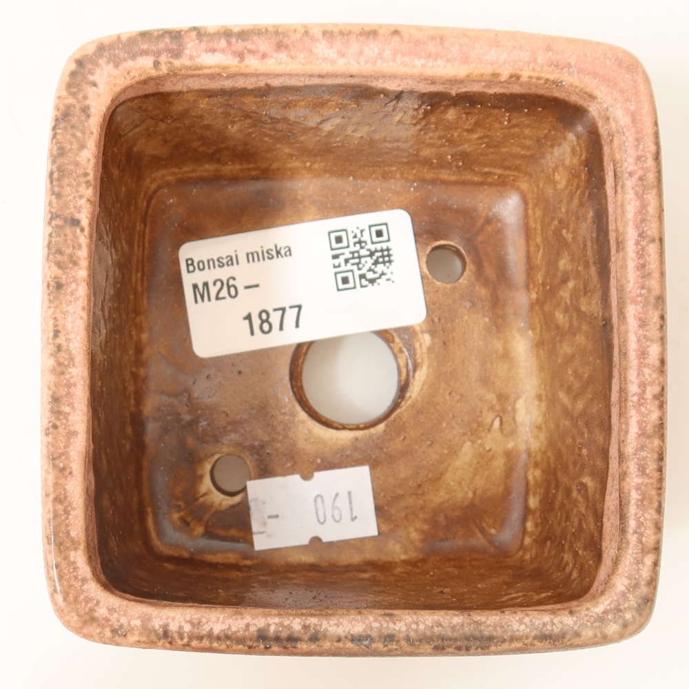 Ceramic bonsai pot, 8.5 x 8.5 x 5.5 cm, pink