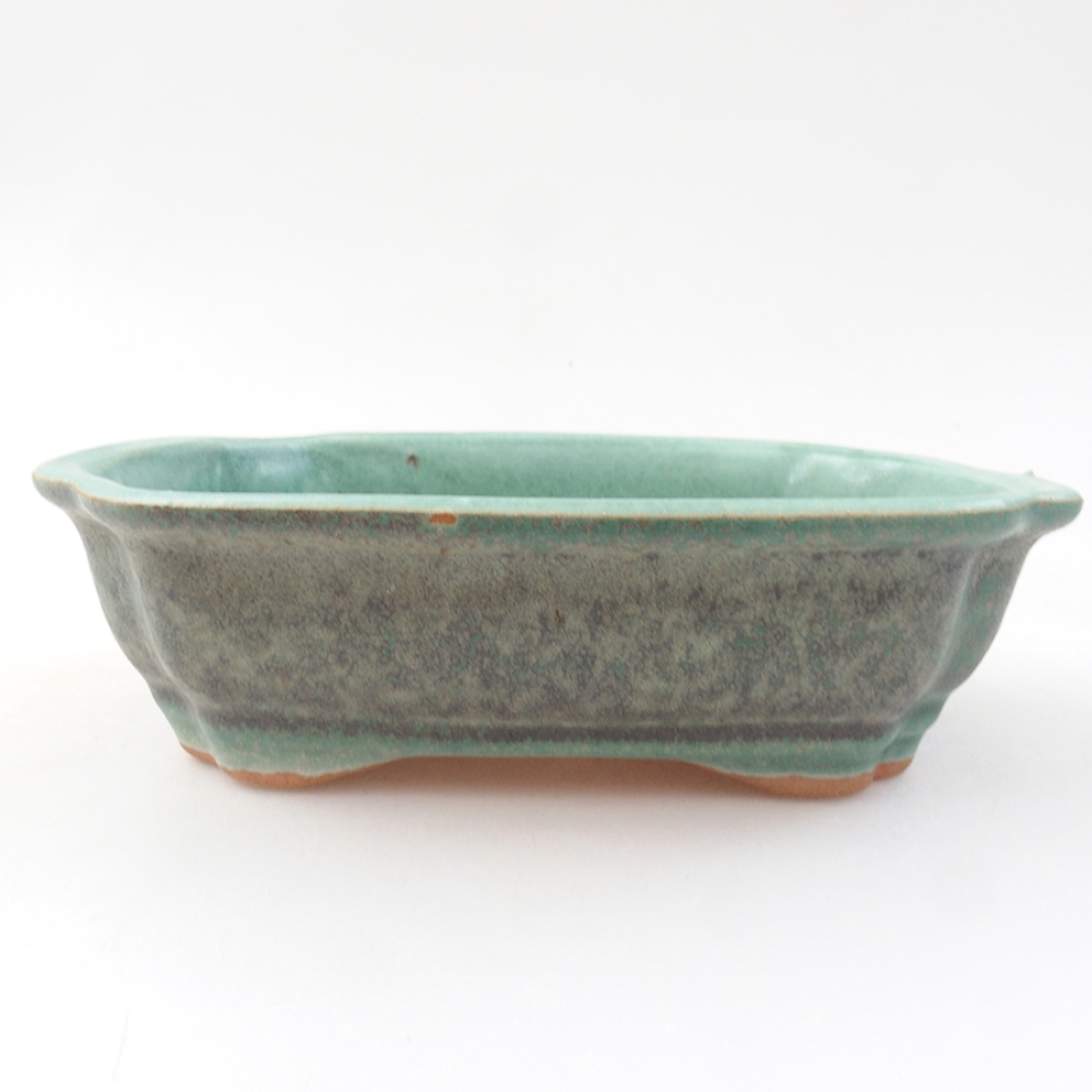 Ceramic bonsai bowl 16 x 12 x 5 cm, color green