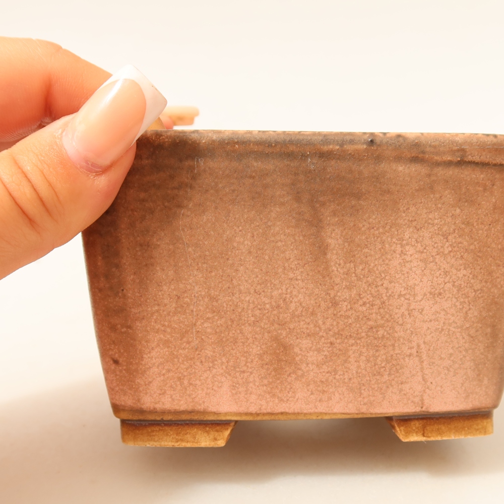 Ceramic bonsai pot, 10.5 x 10.5 x 7 cm, pink