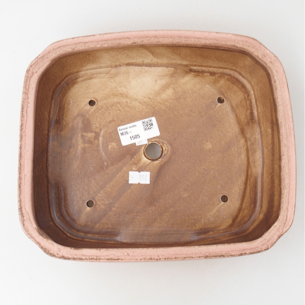 Ceramic bonsai bowl 24,5 x 21,5 x 6,5 cm, pink