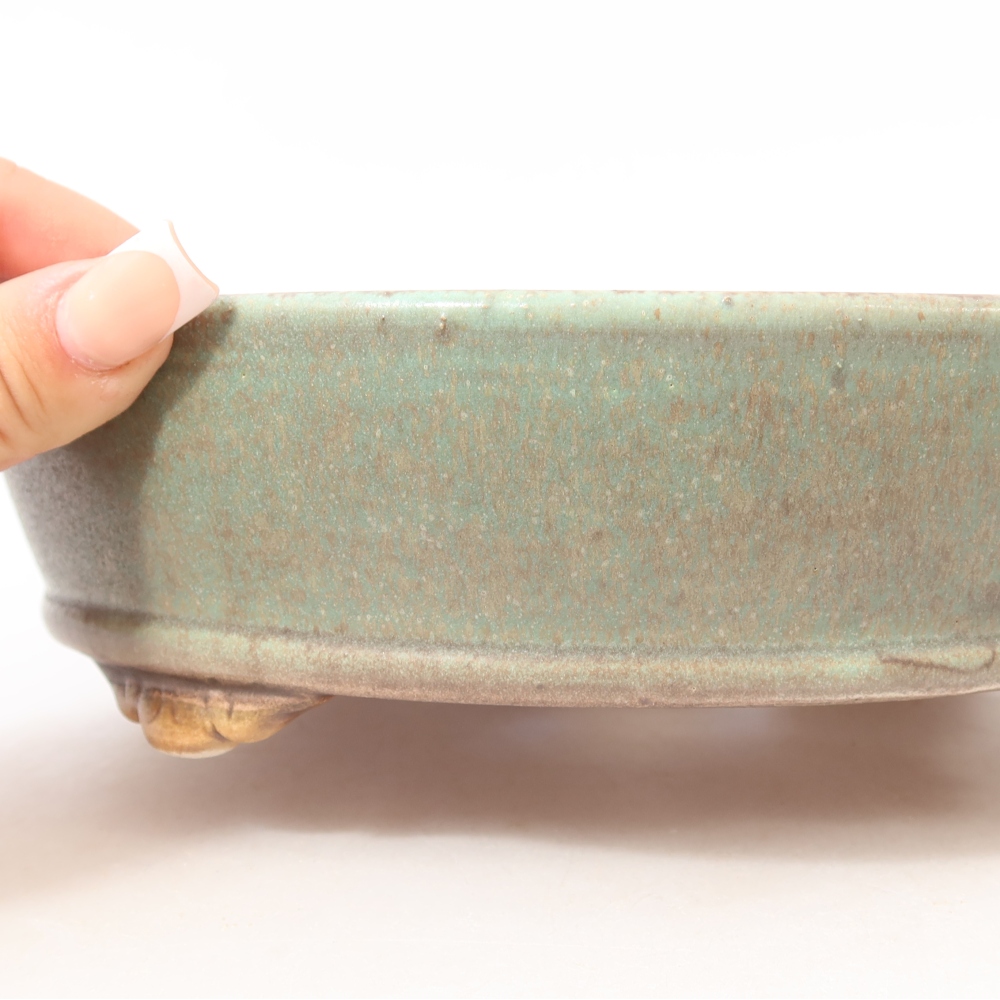 Ceramic bonsai bowl 21,5 x 21,5 x 6 cm, green