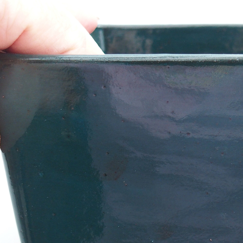 Ceramic bonsai bowl 15 x 15 x 10,5 cm, green