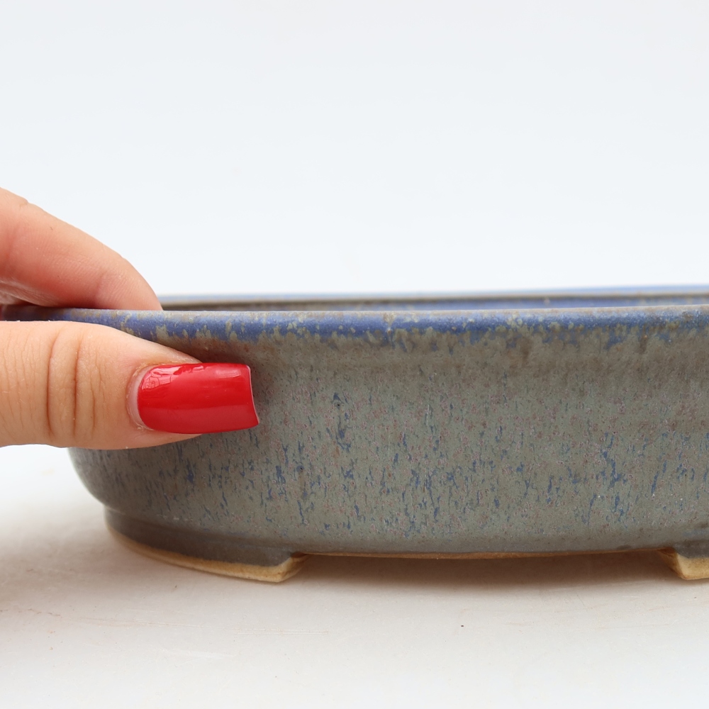 Ceramic bonsai pot, 21 x 19.5 x 5 cm, blue