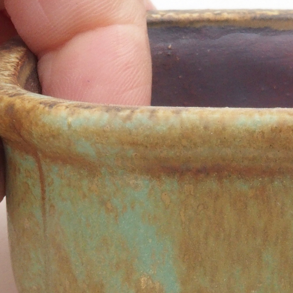 Ceramic bonsai bowl 7,5 x 7,5 x 3,5 cm, color green