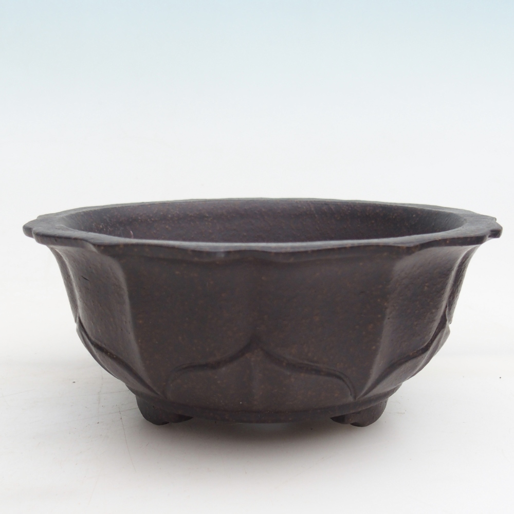 Ceramic bonsai bowl 15 x 15 x 6,5 cm, brownish ochre