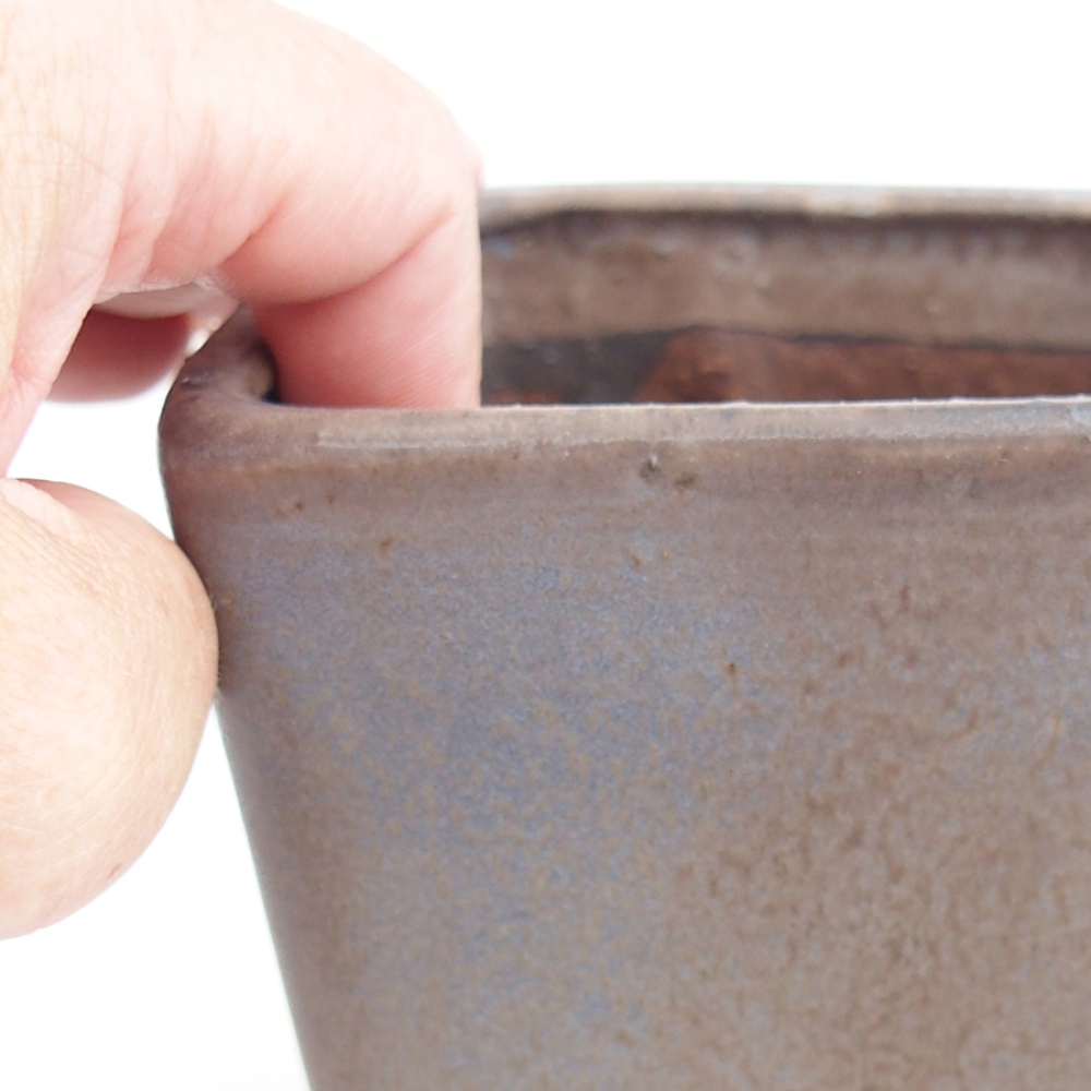 Ceramic bonsai bowl 10 x 10 x 12 cm, brown